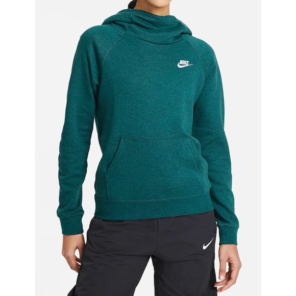 Nike Tops - NIKE Teal Funnel Neck Fleece Pullover Hoodie